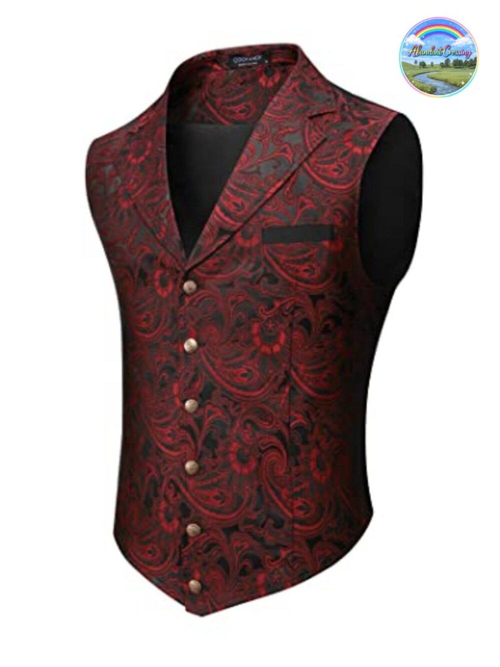 COOFANDY Men's Paisley Jacquard Suit Vest Slim Fit Formal Waistcoat